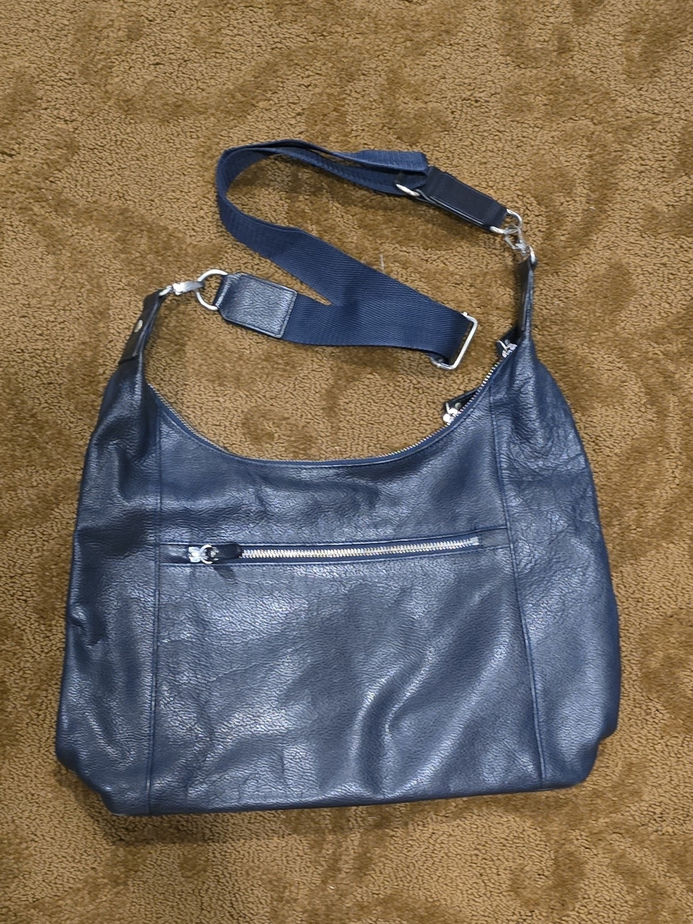 Nicole Navy Leather Crossbody Shoulder Bag